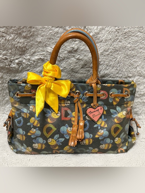 Dooney & Bourke Handbags - Dooney & Bourke Black Bee Print Satchel with Yellow Bow